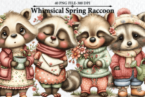 Download Whimsical Spring Raccoon Clipart - Premium Resources