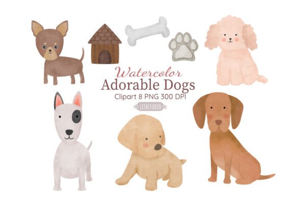 Download Watercolor Cute Dogs Digital Clipart Set - Dogs Collection