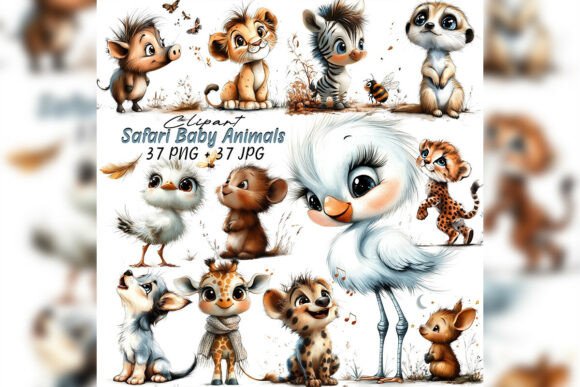 Download Whimsical Safari Baby Animals Clipart - Animals clipart Collection