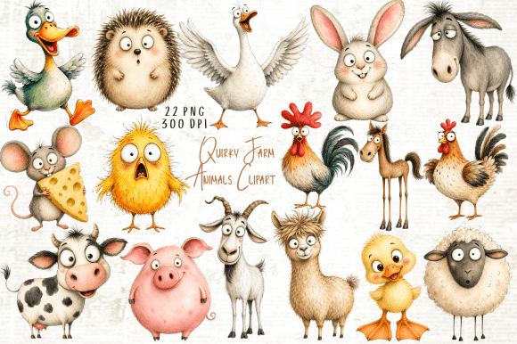 Download Quirky Farm Animals Clipart PNG - Animals clipart Collection