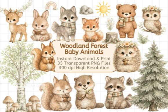 Download 35 Woodland Animals Clipart Bundle - Animals clipart Collection