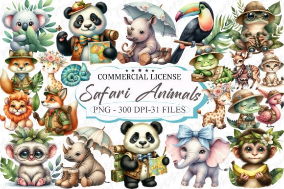 Download Safari Watercolor Jungle Animals Clipart - Animals clipart Collection
