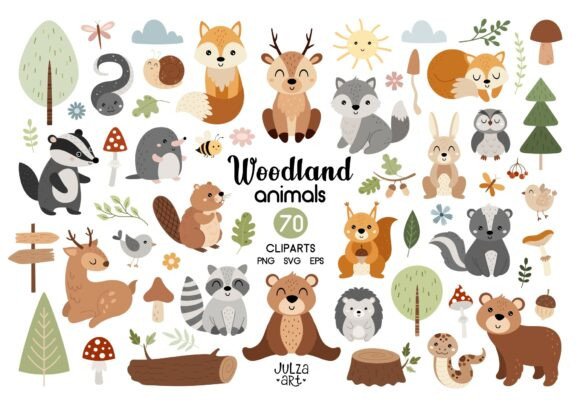 Download Woodland Animals Clipart, Forest SVG PNG - Animals clipart Collection