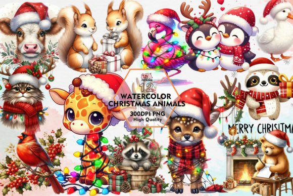 Download Watercolor Christmas Animals Clipart PNG - Animals clipart Collection