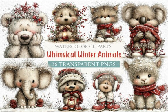 Download Whimsical Winter Animals Clipart Png - Animals clipart Collection