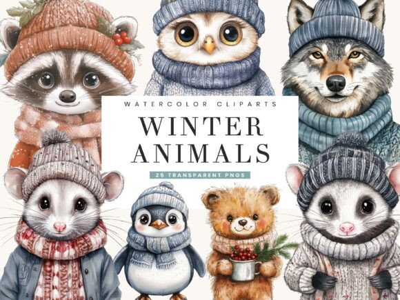 Download Winter Animals Clipart Bundle - Animals clipart Collection