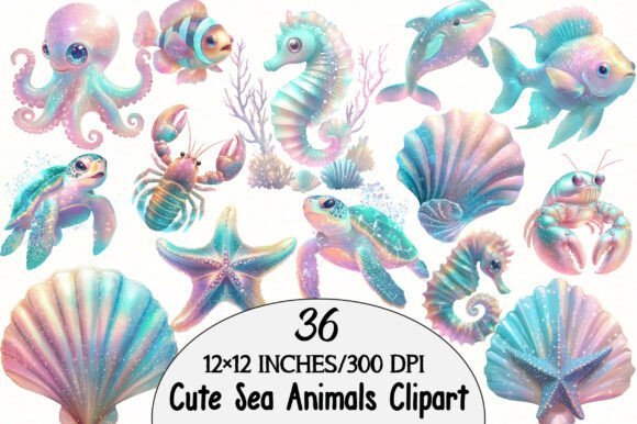 Download Watercolor Cute Sea Animals Clipart - Animals clipart Collection
