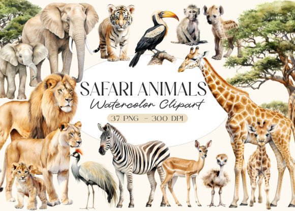 Download Watercolor Safari Animals Clipart - Animals clipart Collection