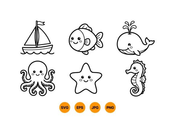 Download Cute Sea Animals Clipart Set - Animals clipart Collection