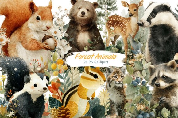 Download Watercolor Forest Animals Clipart - Animals clipart Collection