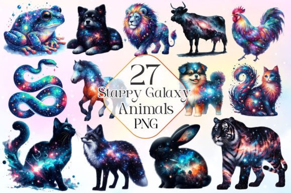 Download Watercolor Starry Galaxy Animals Clipart - Animals clipart Collection