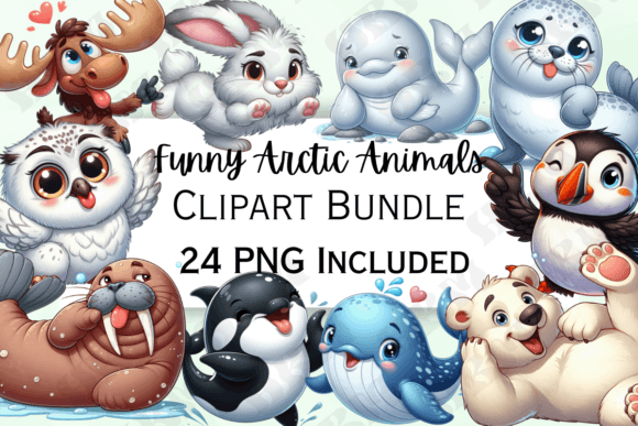 Download Funny Cartoon Arctic Animals Clipart - Animals clipart Collection