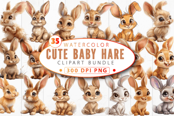 Download Cute Baby Hare Nursery Animal Clipart - Hare Collection