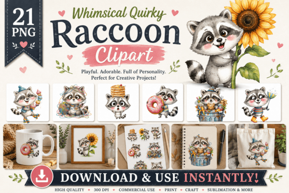 Download Whimsical Quirky Raccoon Clipart - Raccoon clipart Collection