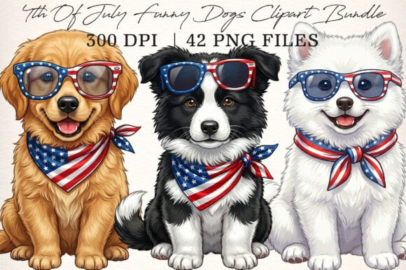 Download 4th of July Funny Dogs Clipart Bundle - Dogs Collection