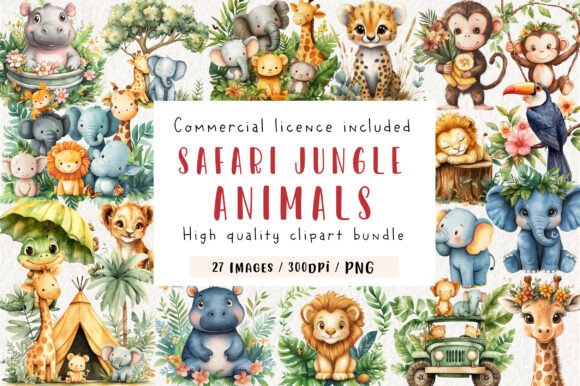 Download Safari Watercolor Jungle Animals Clipart - Animals clipart Collection
