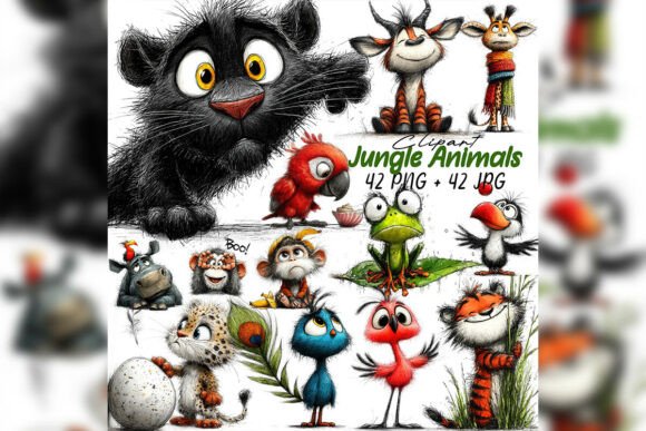 Download Whimsical Baby Jungle Animals Clipart - Animals clipart Collection