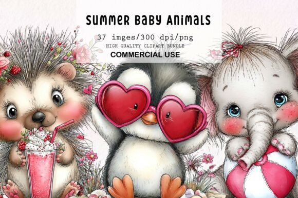 Download Whimsical Summer Baby Animals Clipart - Animals clipart Collection