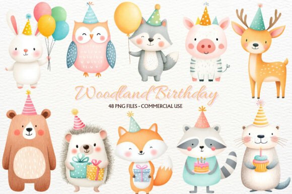 Download Birthday Woodland Animals Clipart PNG - Animals clipart Collection