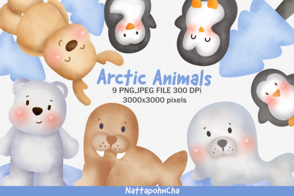 Download Watercolor Arctic Animals Clipart. - Animals clipart Collection