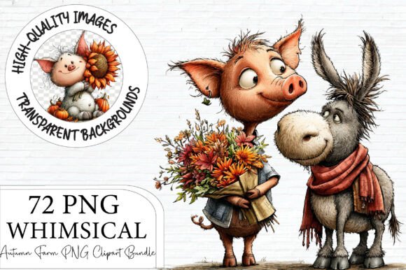 Download Whimsical Autumn Farm Animals Clipart - Animals clipart Collection