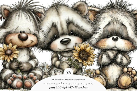Download Whimsical Summer Raccoon Clipart - Premium Resources