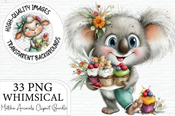Download Whimsical Matcha Animals Clipart Bundle - Animals clipart Collection