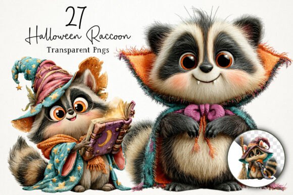Download Whimsical Halloween Raccoon Clipart PNG - Raccoon clipart Collection