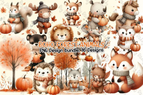 Download Boho Forest Animals Clipart PNG - Animals clipart Collection