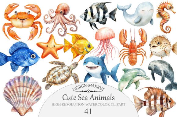 Download Cute Sea Animals Clipart - Animals clipart Collection