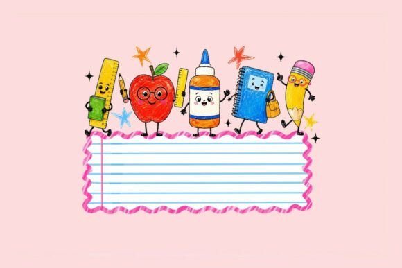 Download Cute School Supplies Clipart Characters - Character Collection