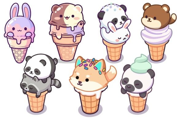 Download Kawaii Ice Cream Animals Clipart - Animals clipart Collection