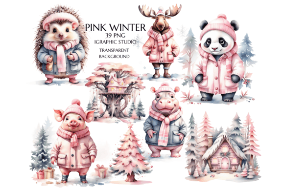 Download Pink Winter Woodland Animals Clipart - Animals clipart Collection