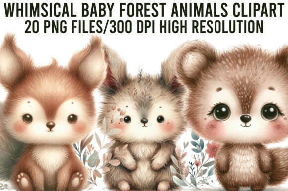 Download Whimsical Baby Forest Animals Clipart - Animals clipart Collection