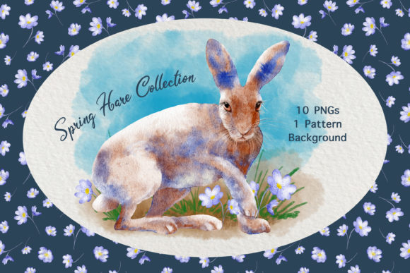 Download Watercolor Spring Hare Clip Art Set - Hare Collection