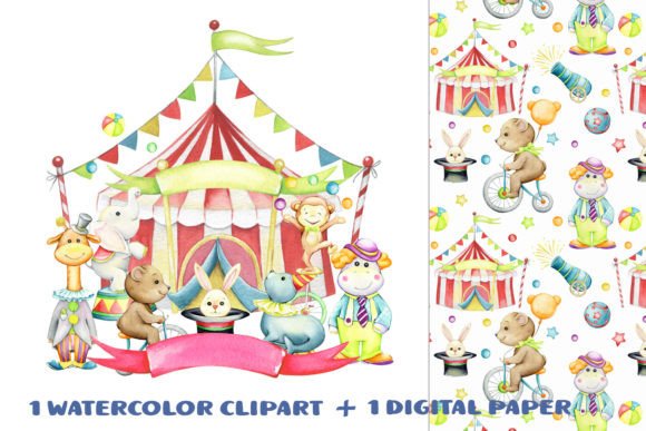 Download Circus Watercolor, Animals Clipart, Carn - Animals clipart Collection