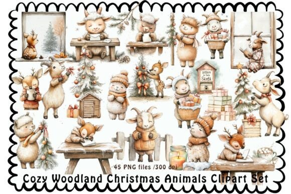 Download Cozy Woodland Christmas Animals Clipart - Animals clipart Collection