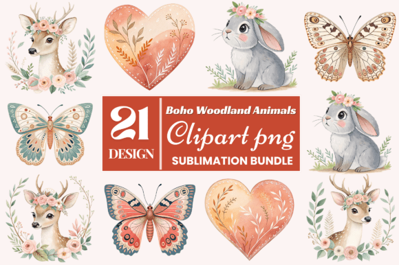 Download Boho Woodland Animals Clipart PNG Bundle - Animals clipart Collection