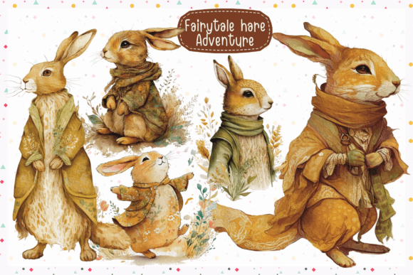 Download Adventure Hare Fairytale in Watercolor - Hare Collection